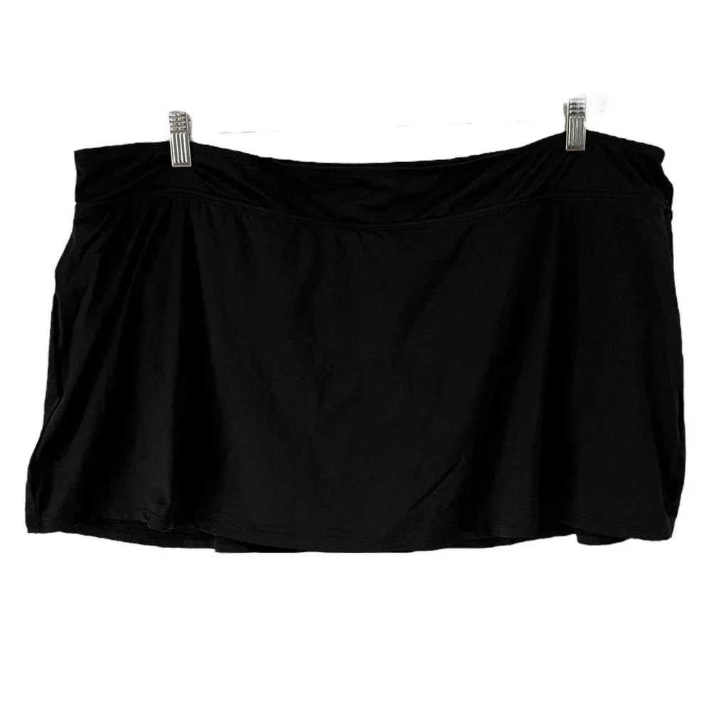 NWT Anne Cole Plus Solid Classic Black Modest Swim Skirt Skort Size 22w - Picture 3 of 8